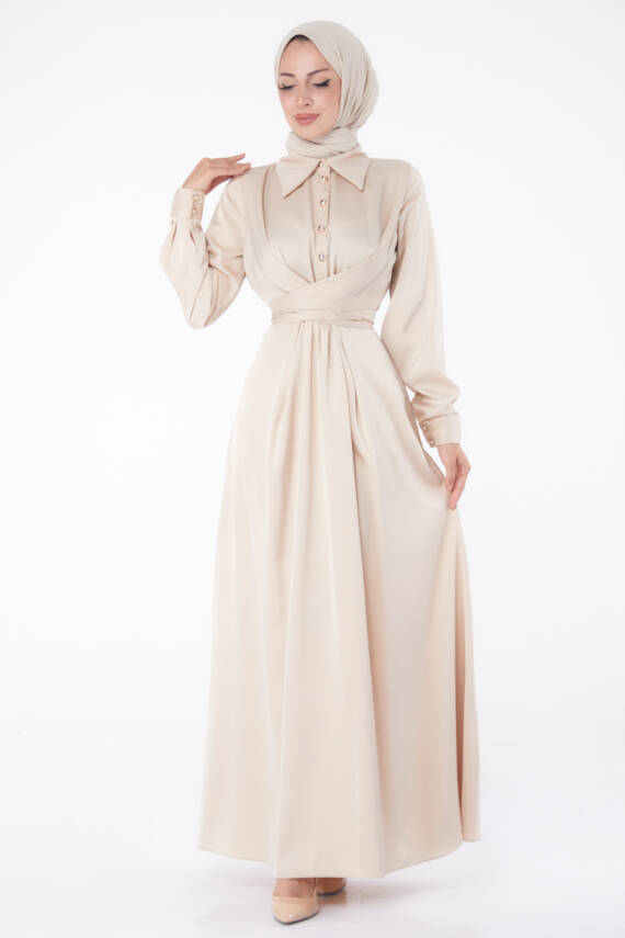Abiye Elbise Bej - 26194 - 1
