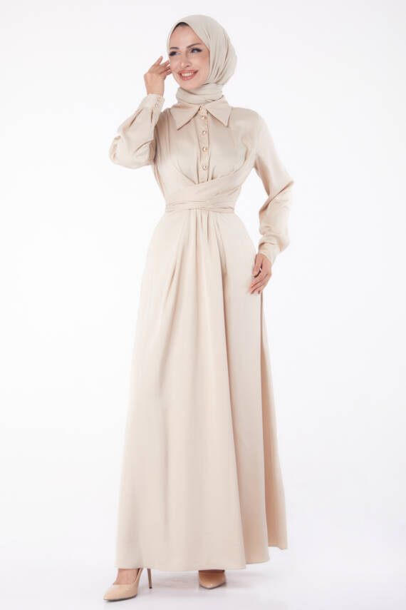 Abiye Elbise Bej - 26194 - 2