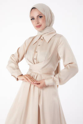 Abiye Elbise Bej - 26194 - 3