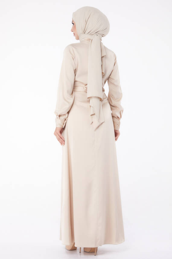Abiye Elbise Bej - 26194 - 5