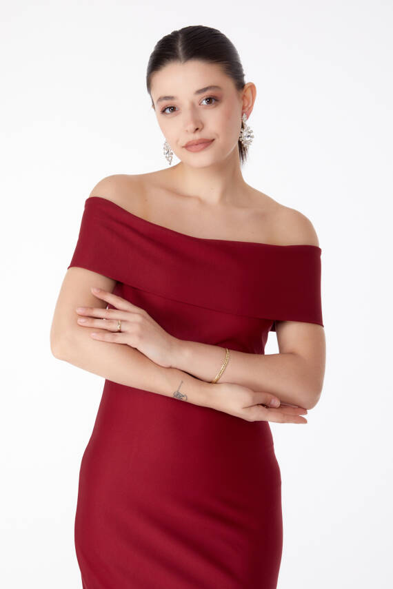 Abiye Elbise Bordo - 13187 - 3