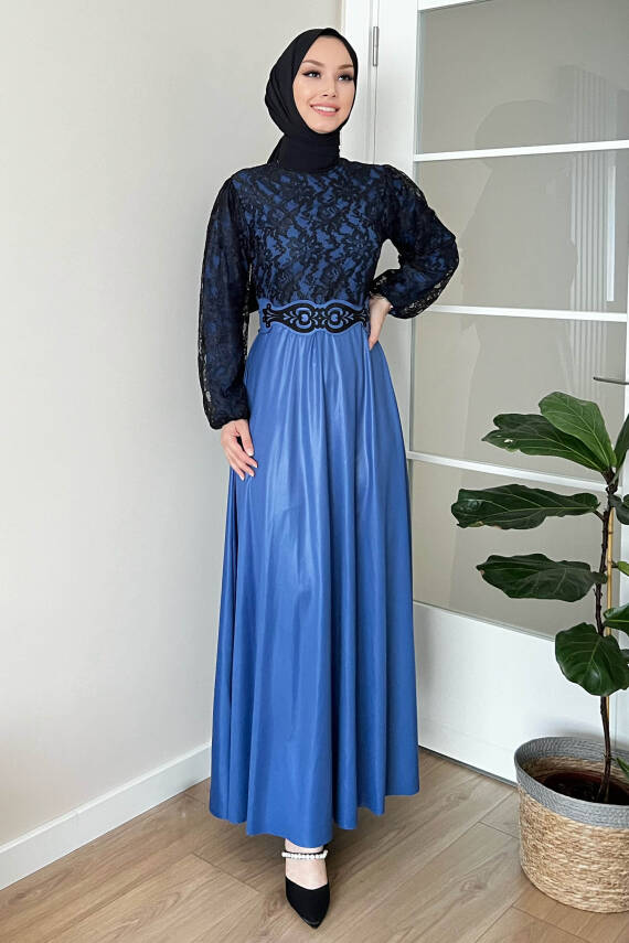 Abiye Elbise Indigo - 11018 - 2