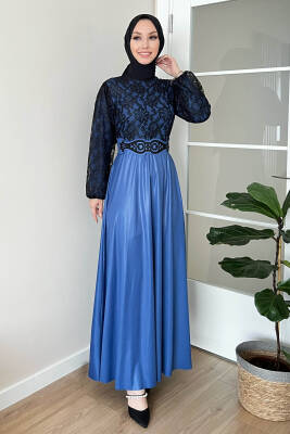 Abiye Elbise Indigo - 11018 - 3