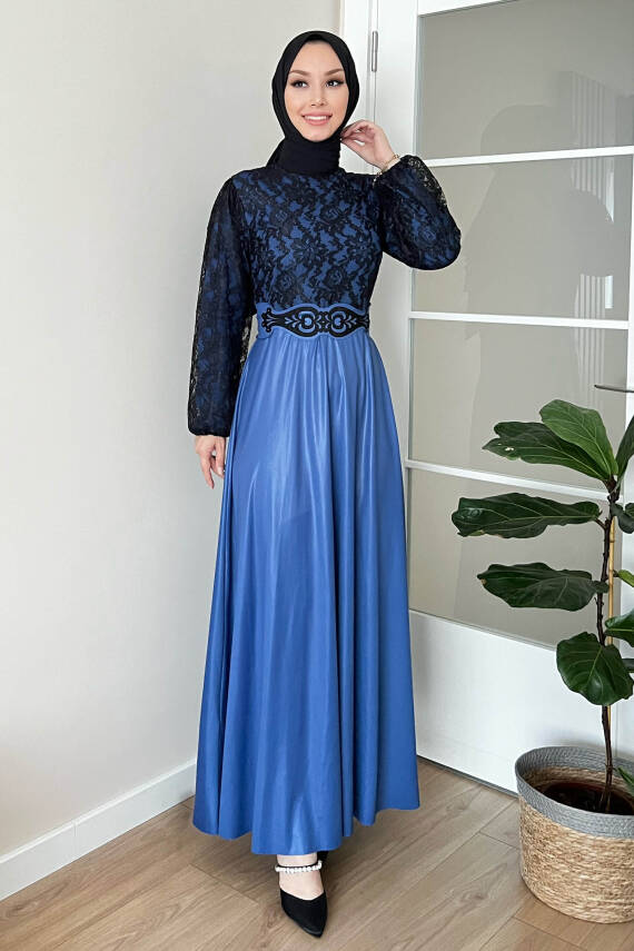 Abiye Elbise Indigo - 11018 - 3