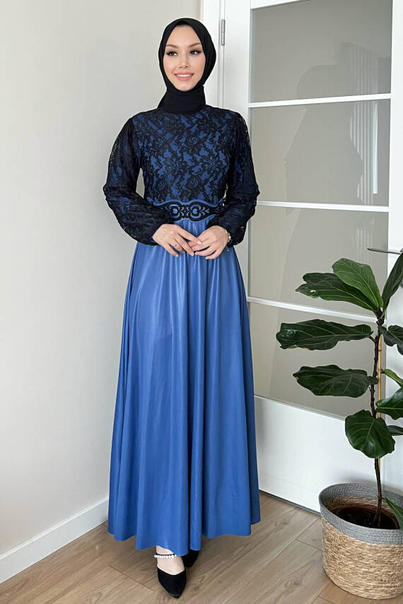 Abiye Elbise Indigo - 11018 - 4