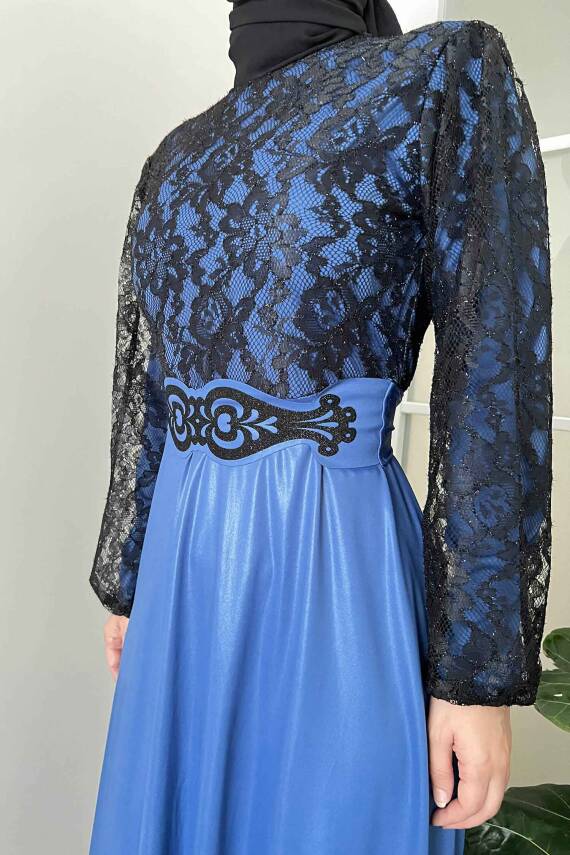 Abiye Elbise Indigo - 11018 - 5
