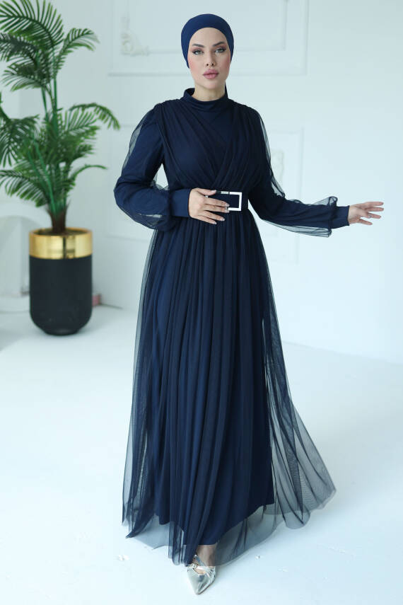 Abiye Elbise Lacivert - 26083 - 3