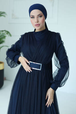Abiye Elbise Lacivert - 26083 - 4