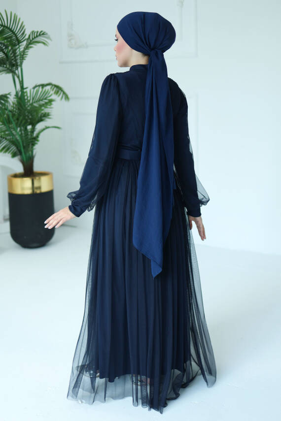 Abiye Elbise Lacivert - 26083 - 5