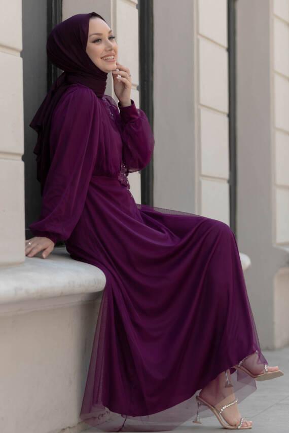 Abiye Elbise Mor - 10312 - 3