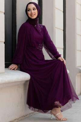 Abiye Elbise Mor - 10312 - 4