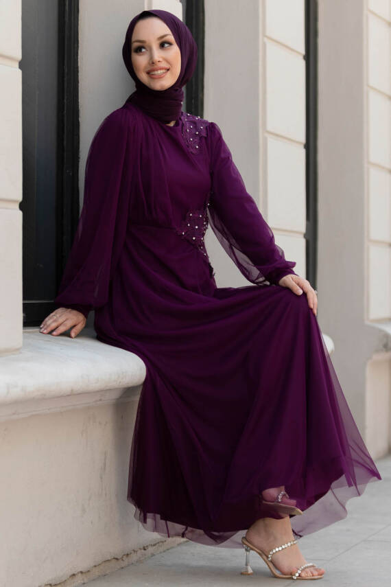 Abiye Elbise Mor - 10312 - 4