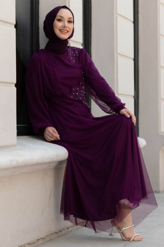 Abiye Elbise Mor - 10312 - 5