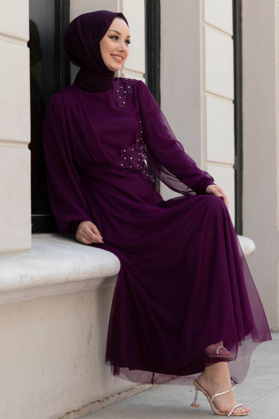 Abiye Elbise Mor - 10312 - 6