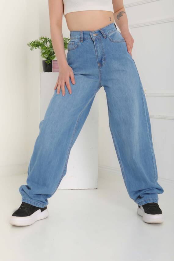 Baggy Kot Pantolon Acik Mavi - 27097 - 1
