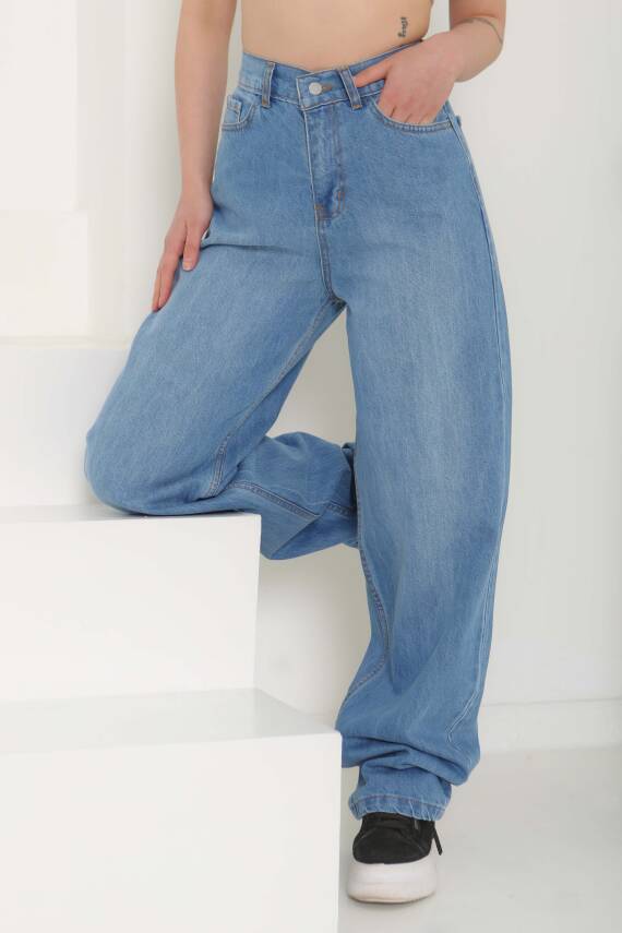 Baggy Kot Pantolon Acik Mavi - 27097 - 2