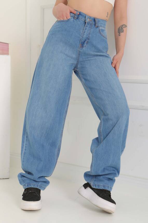 Baggy Kot Pantolon Acik Mavi - 27097 - 3