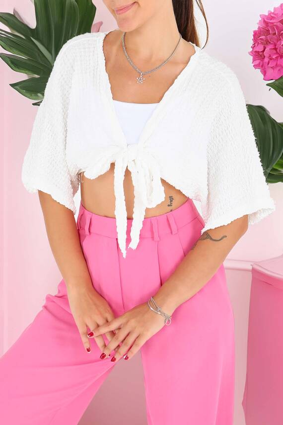 Bağlamalı Bluz Beyaz - 27539 - 2