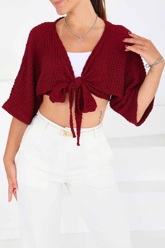 Bağlamalı Bluz Bordo - 27539 - 1