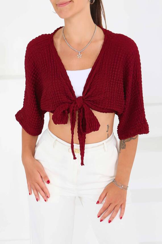 Bağlamalı Bluz Bordo - 27539 - 2