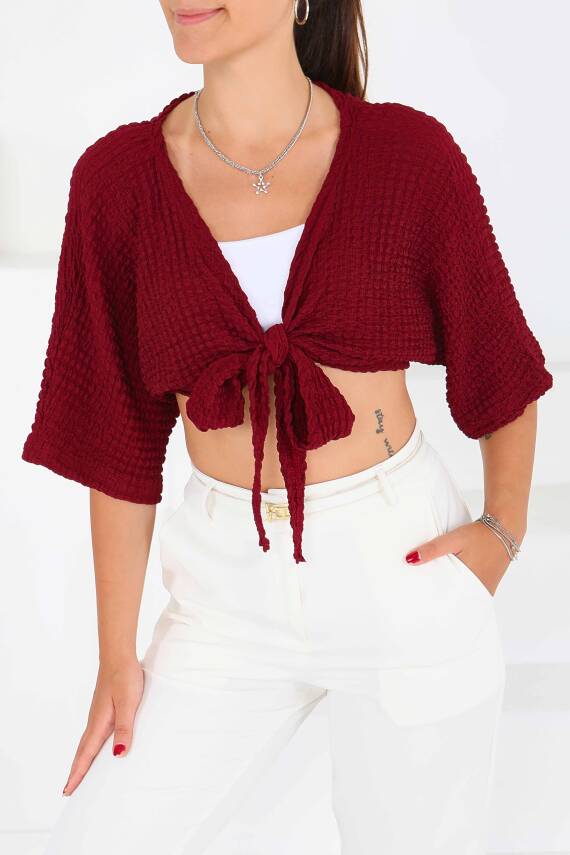 Bağlamalı Bluz Bordo - 27539 - 3
