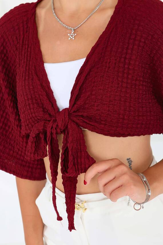 Bağlamalı Bluz Bordo - 27539 - 4