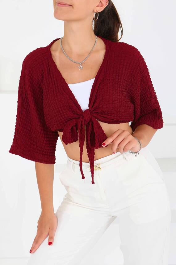 Bağlamalı Bluz Bordo - 27539 - 5