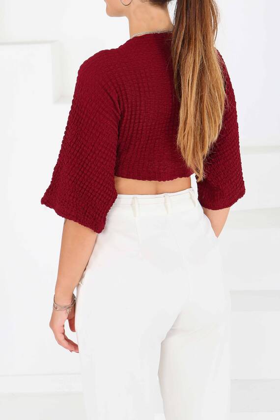 Bağlamalı Bluz Bordo - 27539 - 6