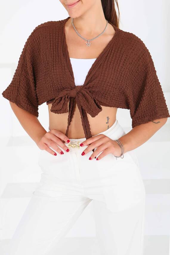 Bağlamalı Bluz Kahve - 27539 - 1