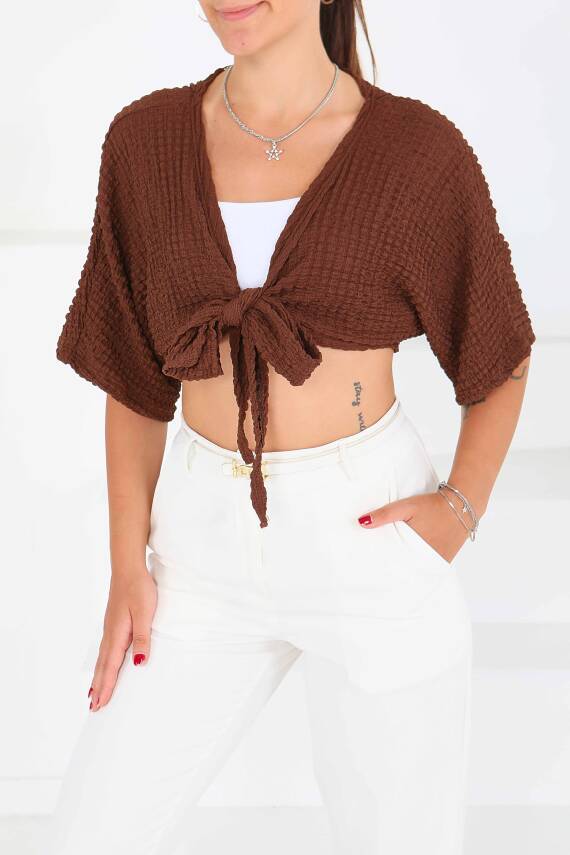 Bağlamalı Bluz Kahve - 27539 - 2