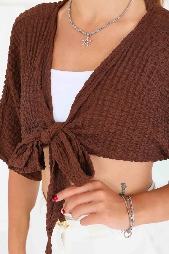 Bağlamalı Bluz Kahve - 27539 - 4