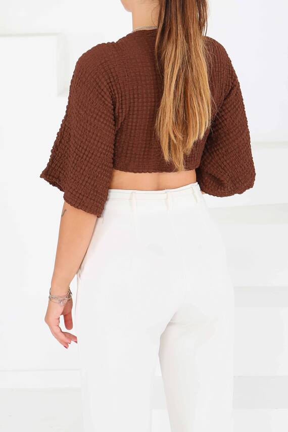 Bağlamalı Bluz Kahve - 27539 - 5