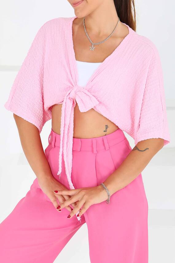 Bağlamalı Bluz Pembe - 27539 - 1