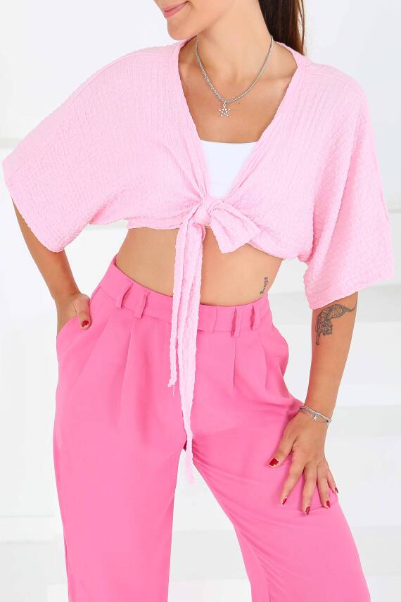 Bağlamalı Bluz Pembe - 27539 - 2
