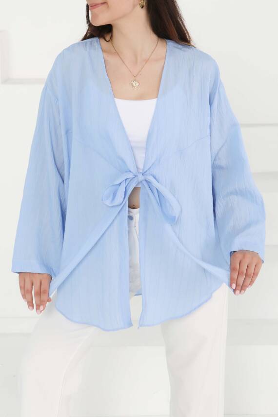 Bağlamalı Ceket Bebe Mavi - 27486 - 1