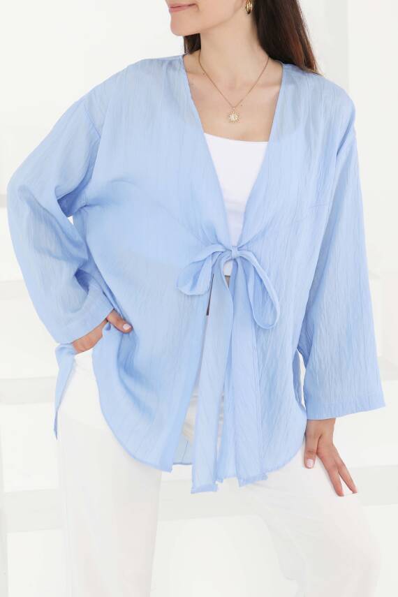Bağlamalı Ceket Bebe Mavi - 27486 - 2