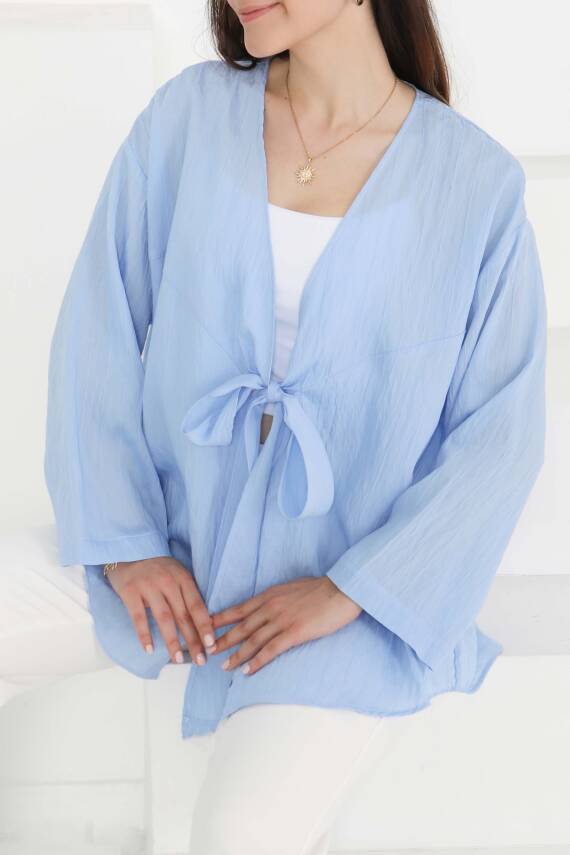 Bağlamalı Ceket Bebe Mavi - 27486 - 3
