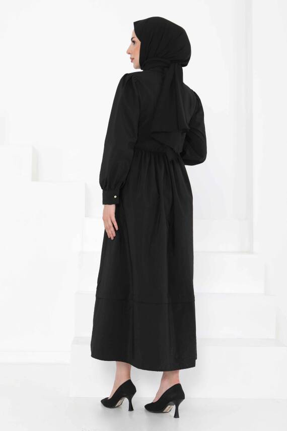Bağlamalı Elbise Siyah - 27186 - 7
