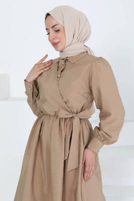 Bağlamalı Elbise Vizon - 27186 - 2