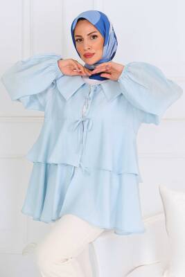 Bağlamalı Gömlek Bebe Mavi - 27549 