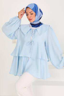 Bağlamalı Gömlek Bebe Mavi - 27549 - 2