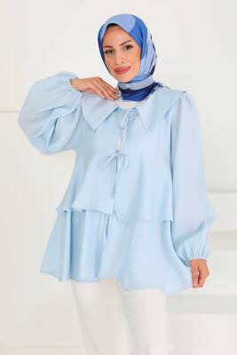 Bağlamalı Gömlek Bebe Mavi - 27549 - 5