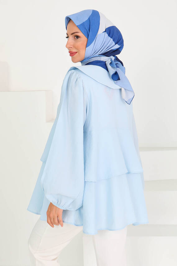 Bağlamalı Gömlek Bebe Mavi - 27549 - 6