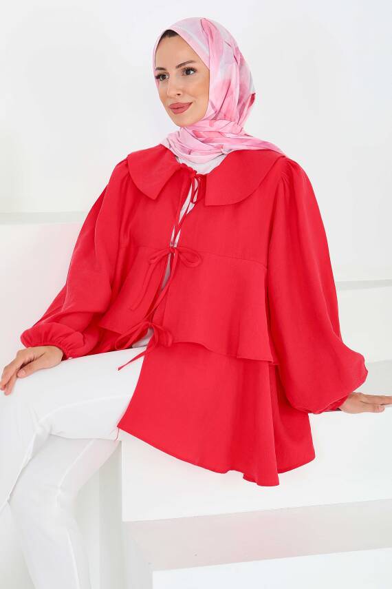 Bağlamalı Gömlek Kirmizi - 27549 - 2