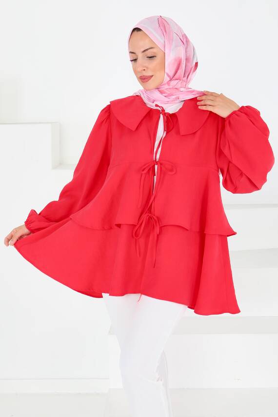Bağlamalı Gömlek Kirmizi - 27549 - 4