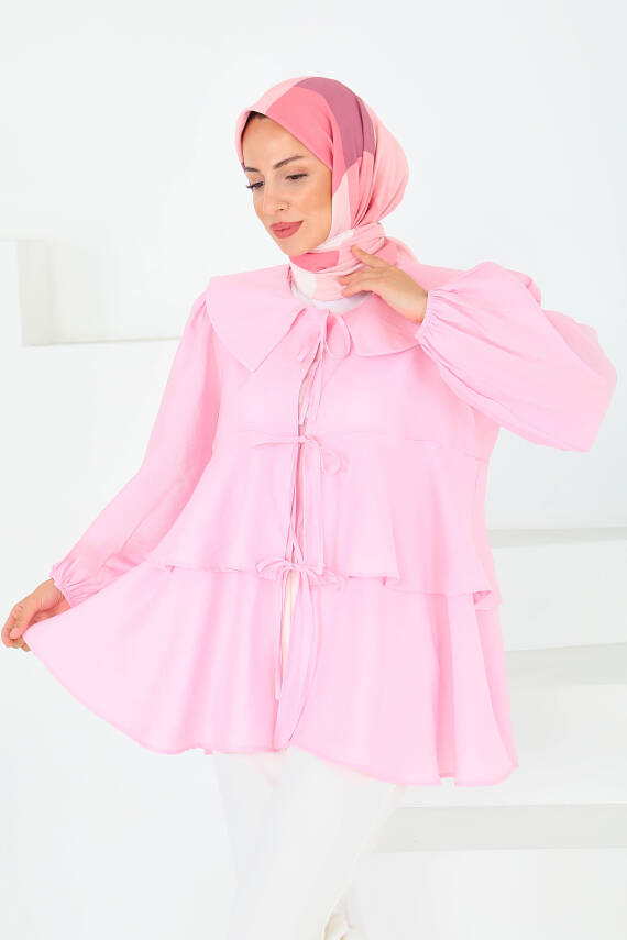 Bağlamalı Gömlek Pembe - 27549 - 2