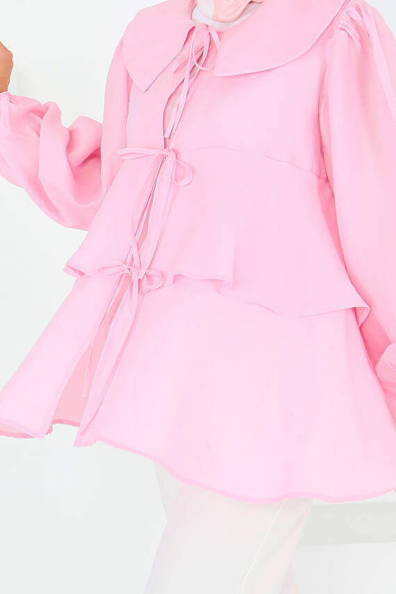 Bağlamalı Gömlek Pembe - 27549 - 4