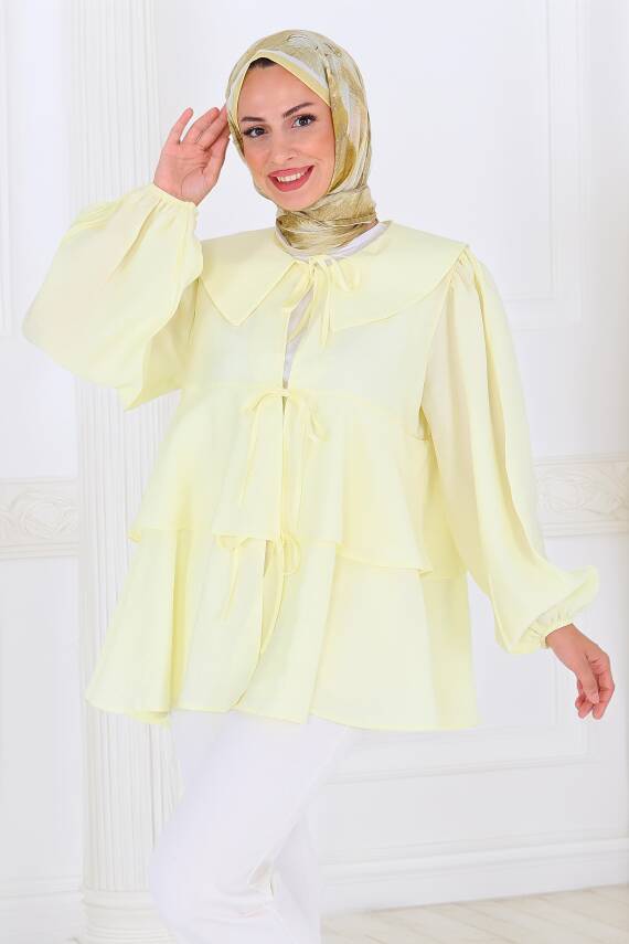 Bağlamalı Gömlek Sari - 27549 - 3