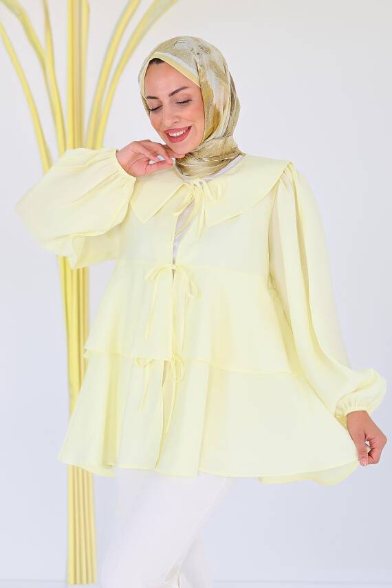 Bağlamalı Gömlek Sari - 27549 - 4