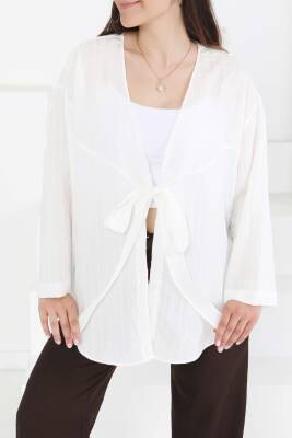Bağlamalı Kimono D1 Beyaz - 27388 
